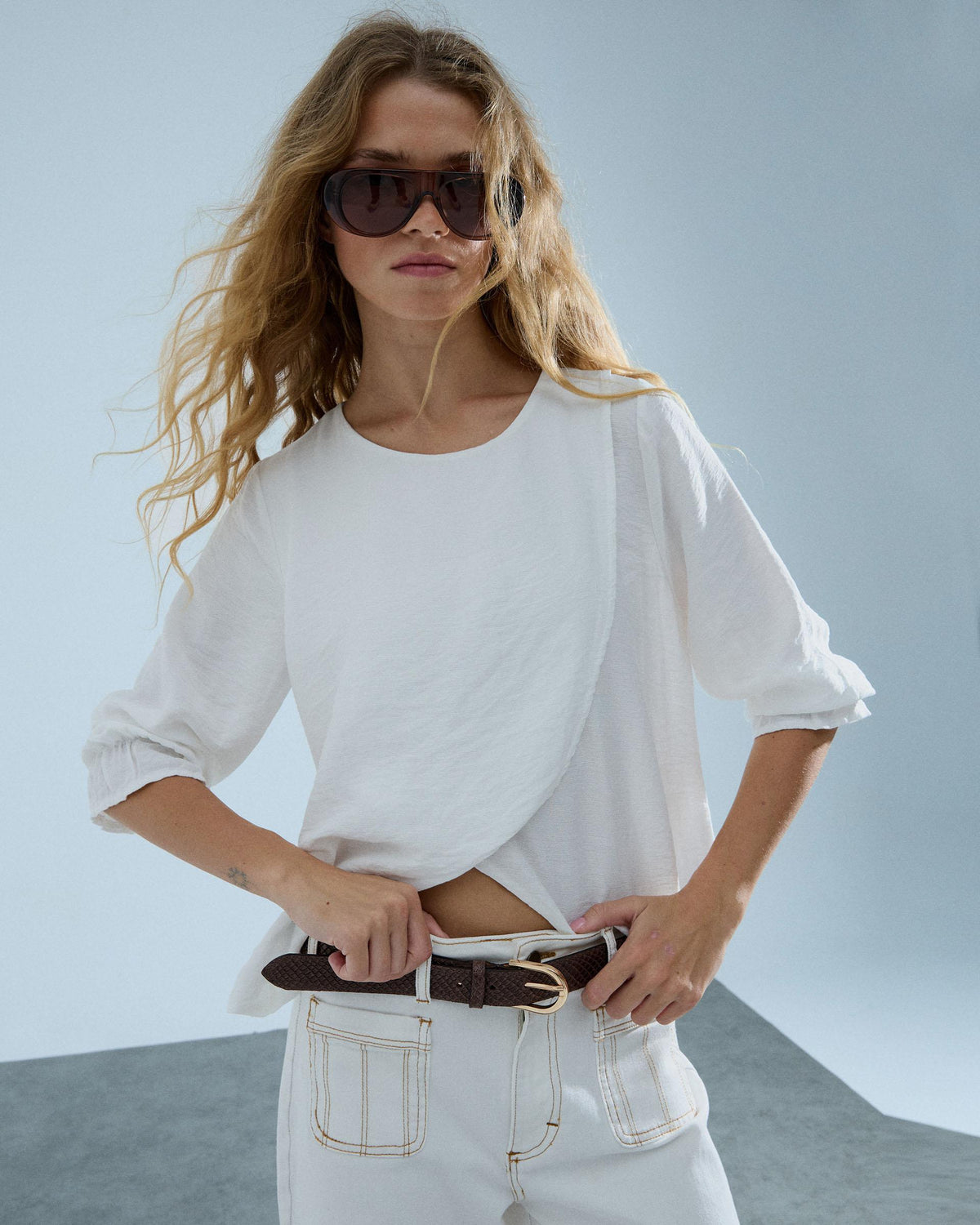 Blusa Delantero Cruzado Blanca