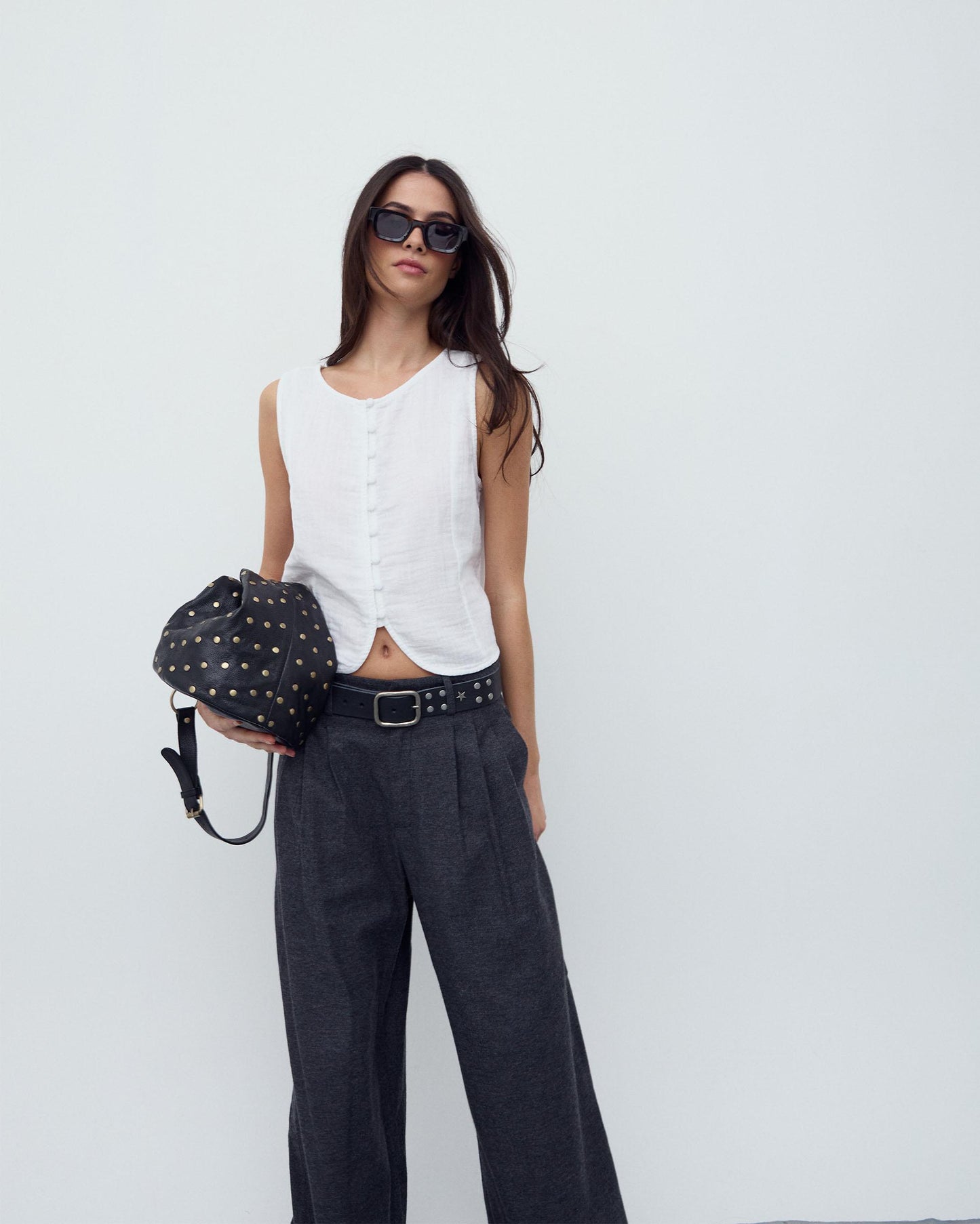 Top Botões Forrados Branco