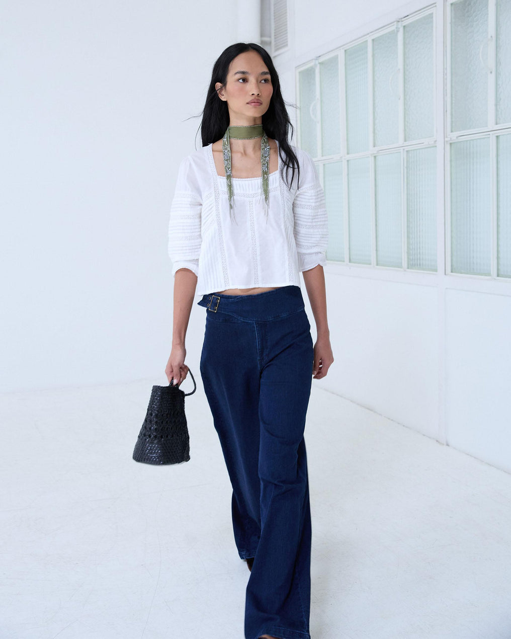 Blouse Col Carré Dentelles Blanc
