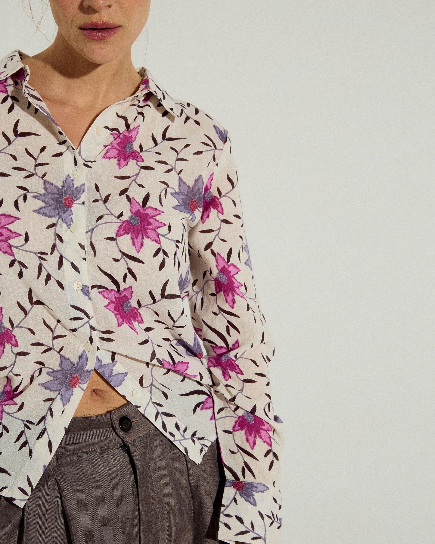 Camisa Estampado Floral Blanca