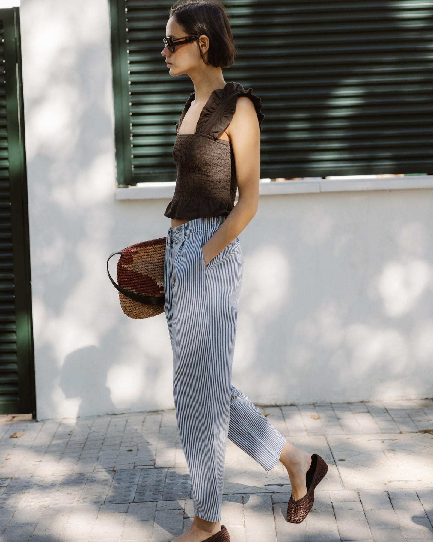 Blue Striped Balloon Jeans