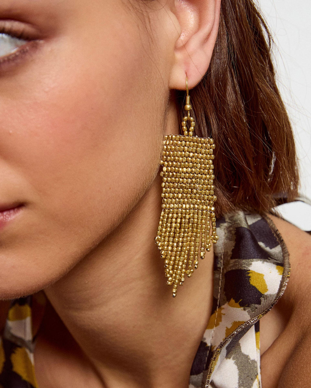 Pendientes Etnicos Flecos Oro