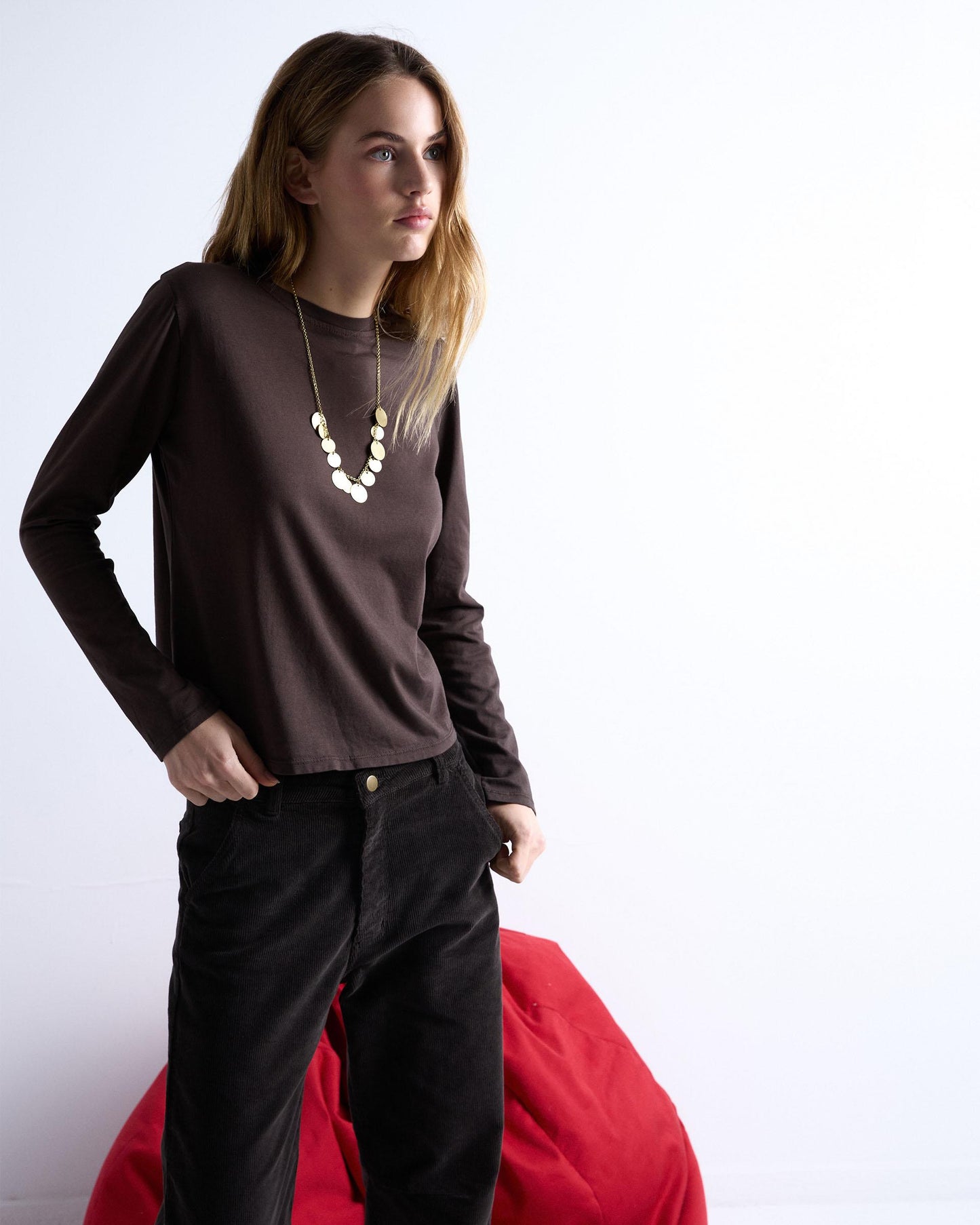 Camiseta Básica Manga Larga Marrón