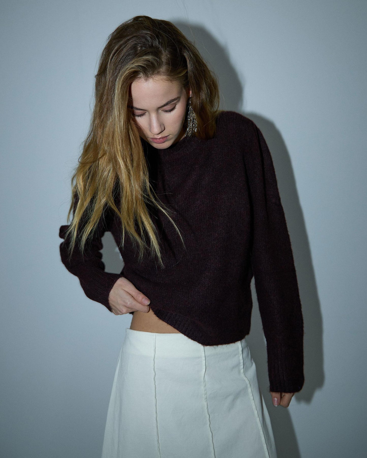 Jersey Pliegues Hombro Marrón