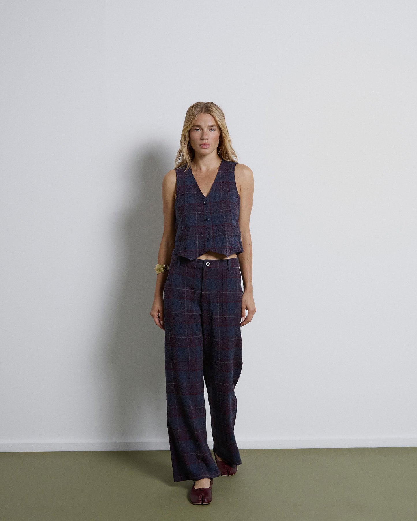 Pantalón Cuadros Azul Oscuro