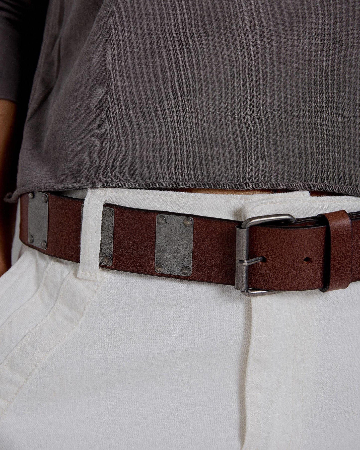 Cinto de couro castanho