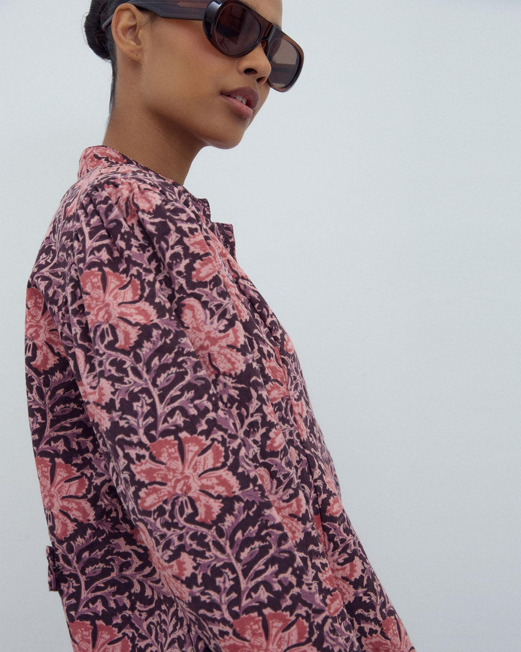 Veste Boutons Imprimé Floral Rose