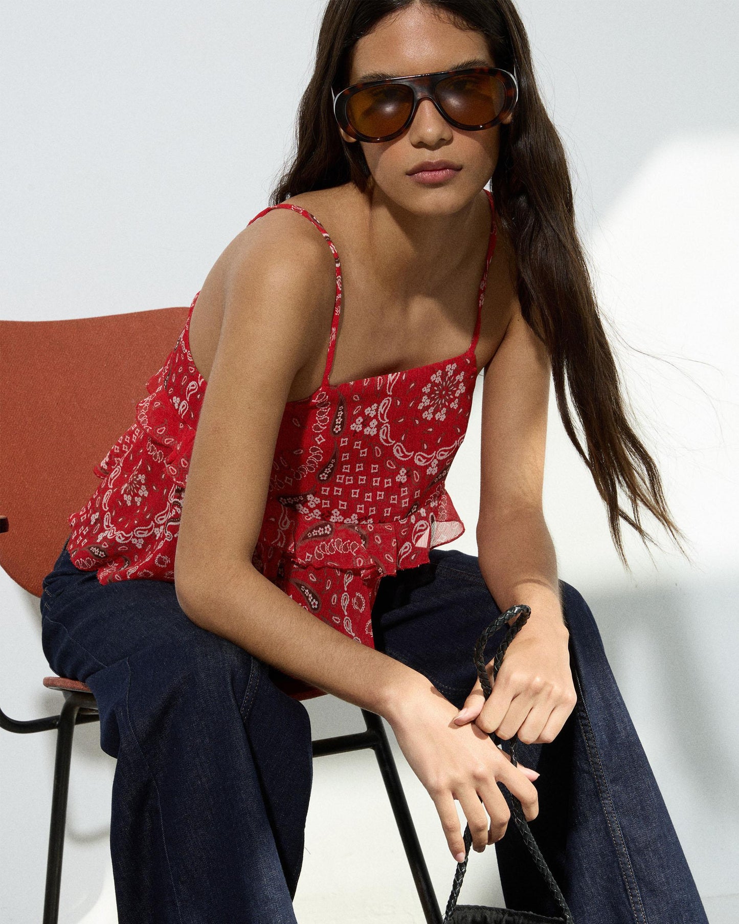 Red Bandana Print Tops