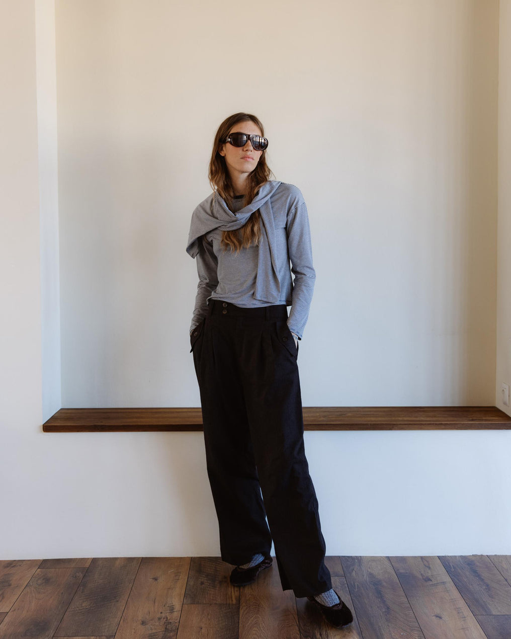 Camiseta Rayas Contraste Cuello Blanco