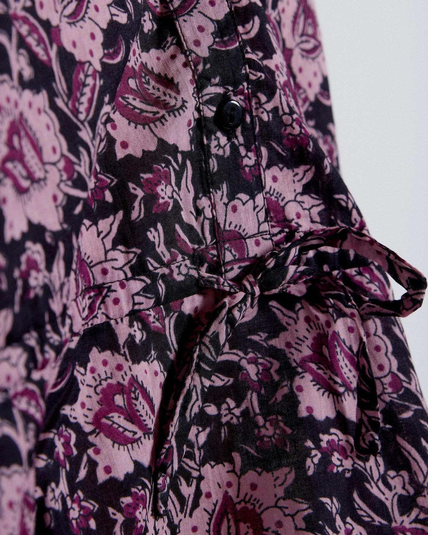 Blusa Estampado Flores Lazada Cintura Morado