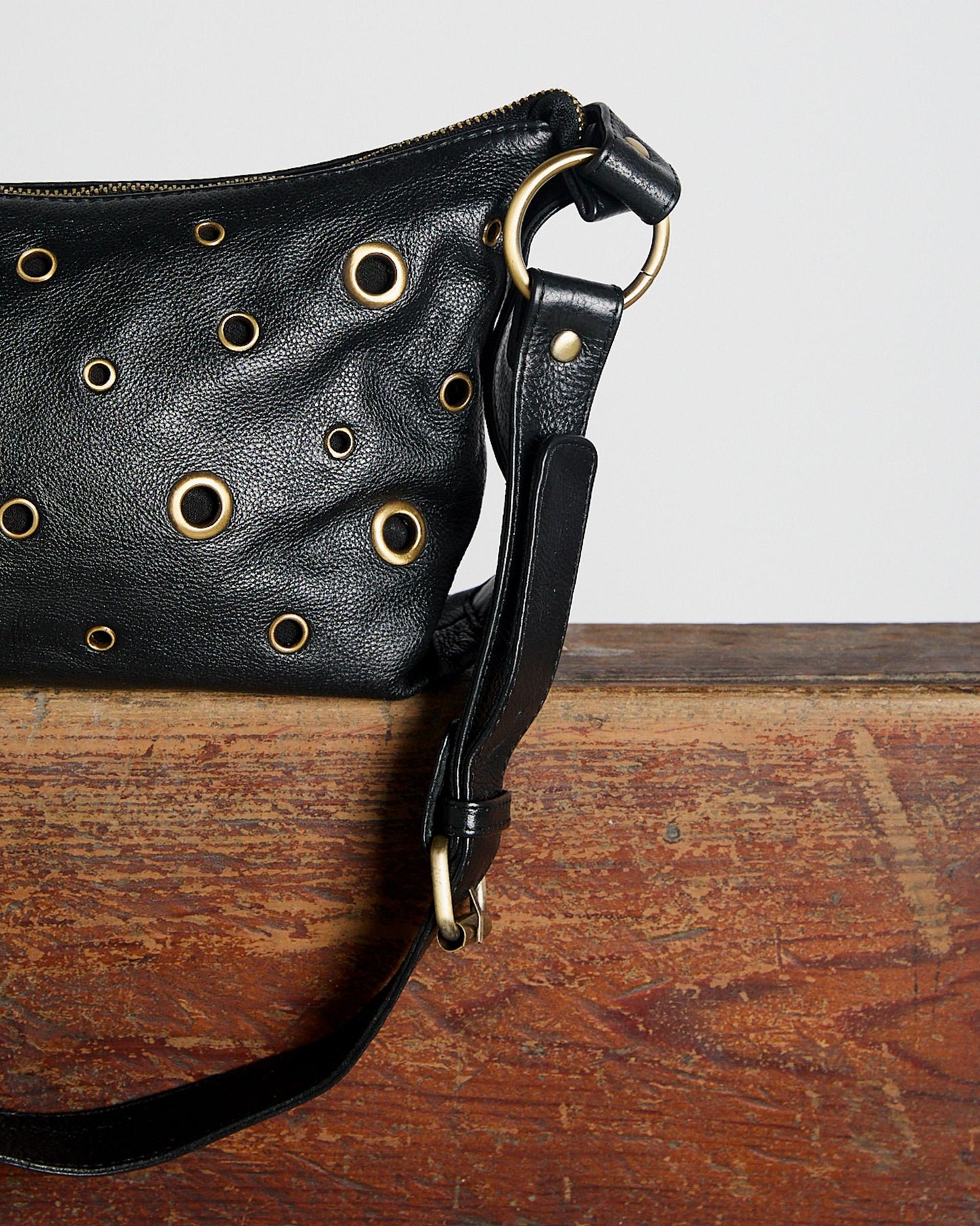 Black Leather Ring Bag