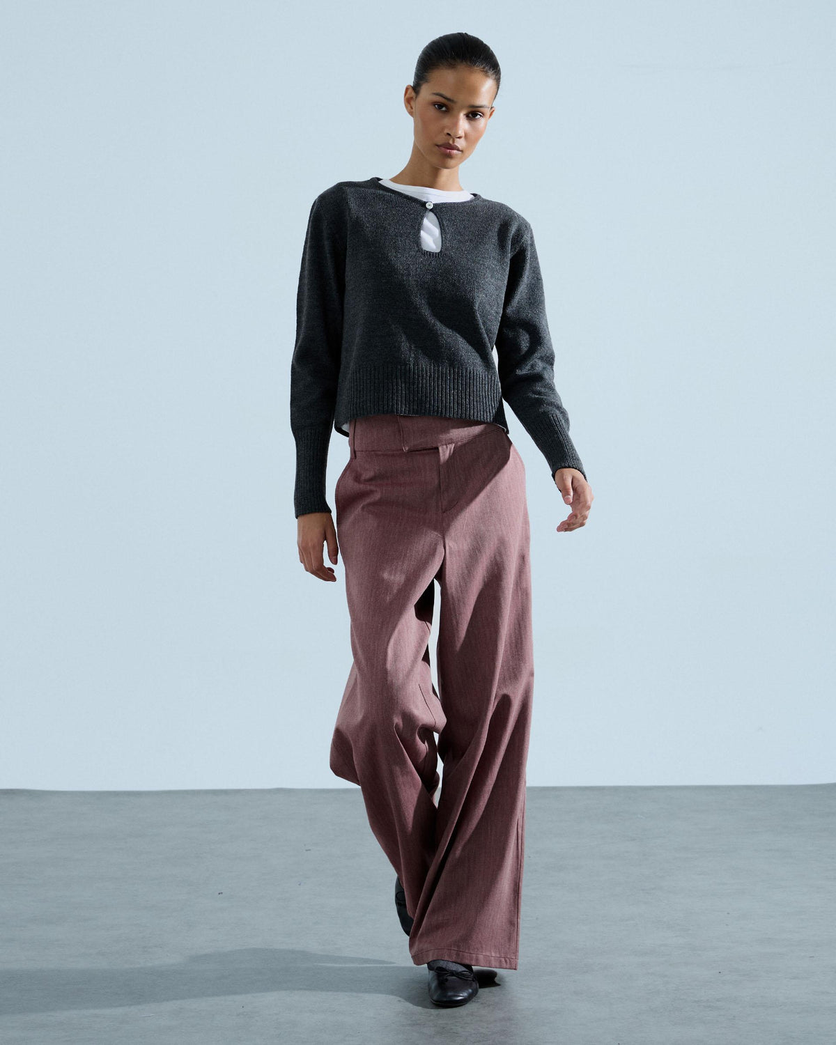 Jersey Abertura Botón Lurex Antracita