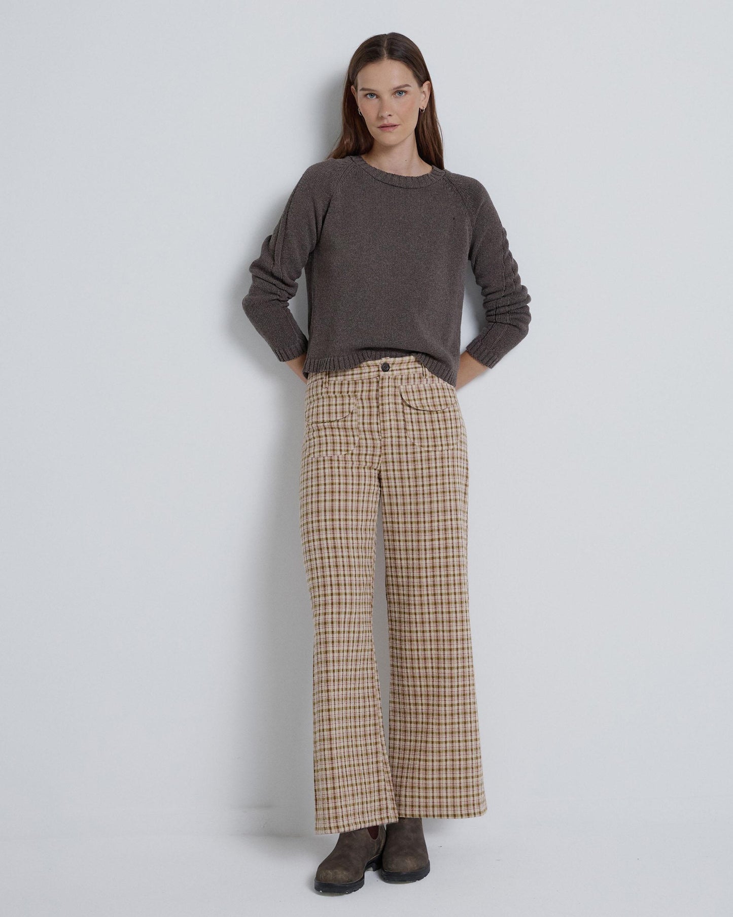 Pantalón Cuadros Bolsillos Verde