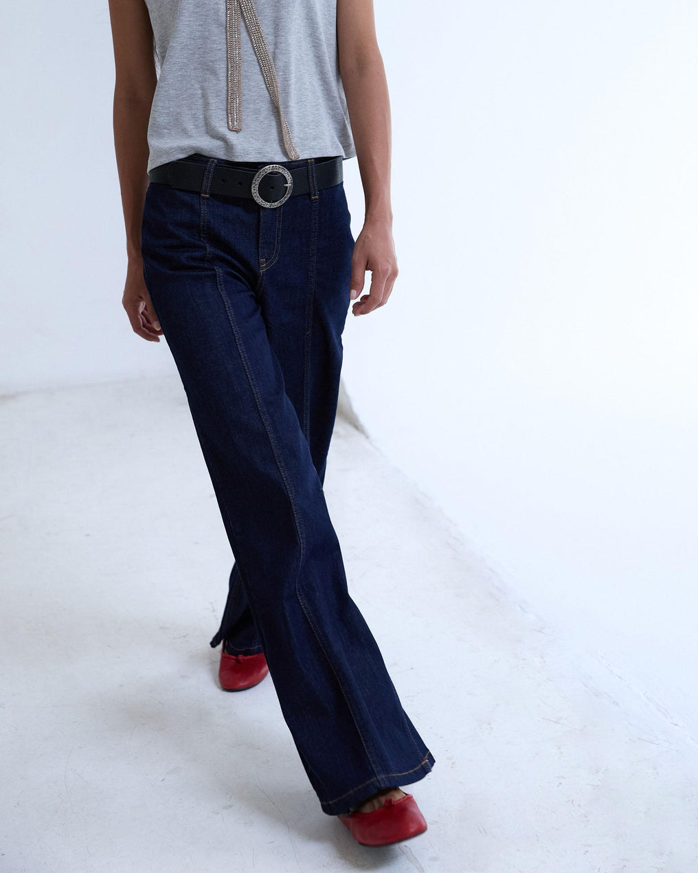 Dark Blue Jeans with Topstitching