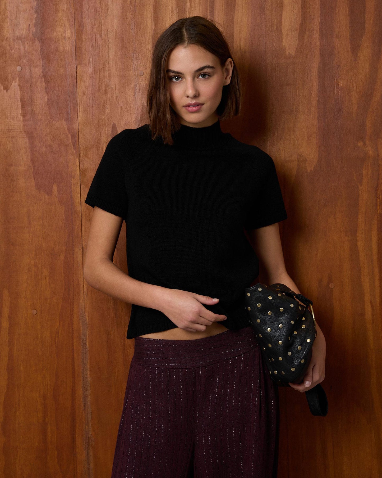 Top Punto Manga Corta Negro