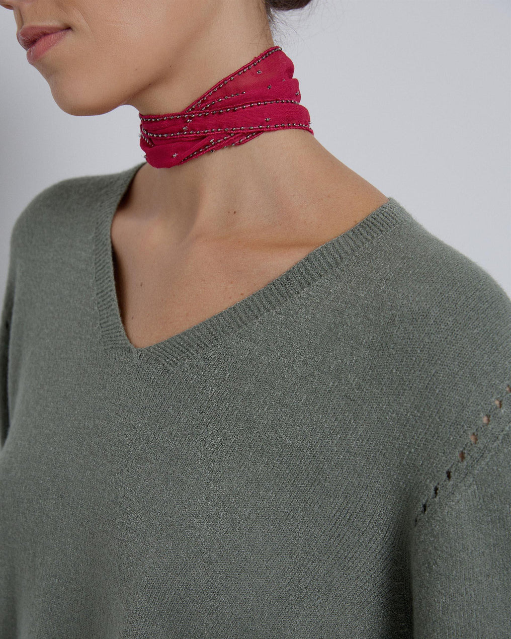 Jersey Cuello Pico Verde Oscuro