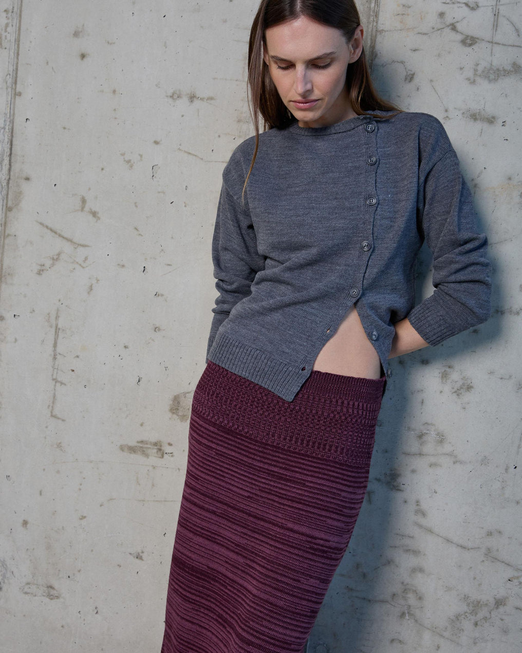 Falda Punto Bicolor Morado