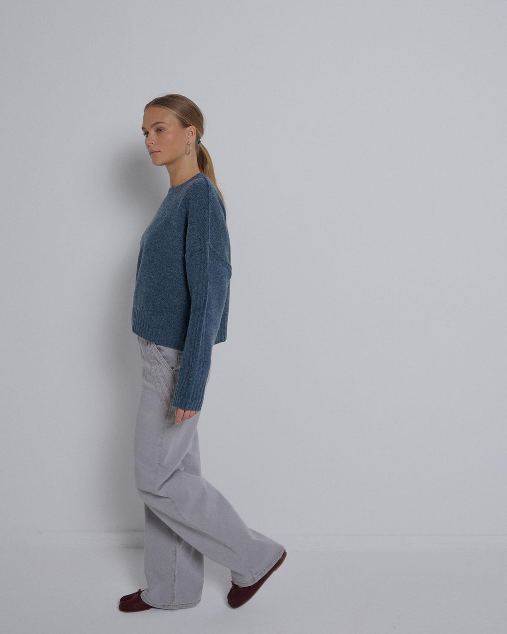 Double Pockets Gray Seam Jeans