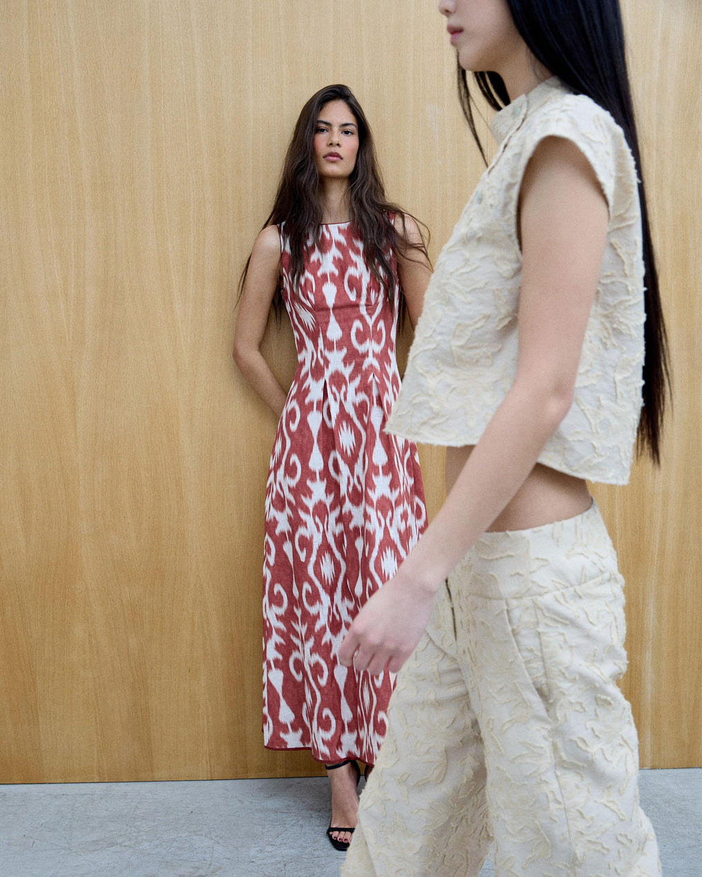 Blusa Botones Laterales Jacquard Crudo