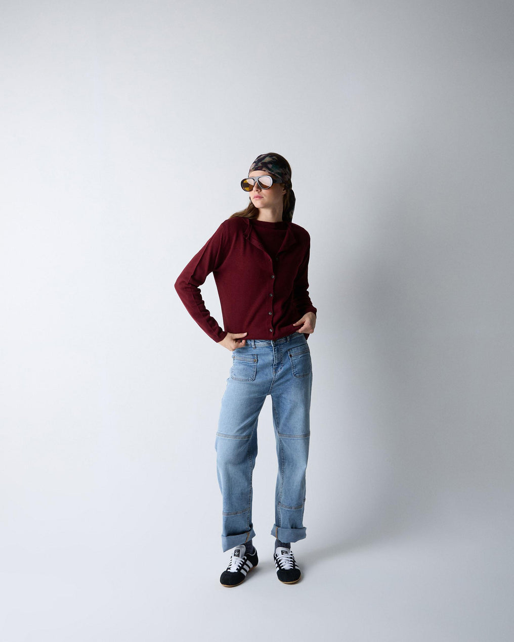 Fine Knit Jacket in Burgundy