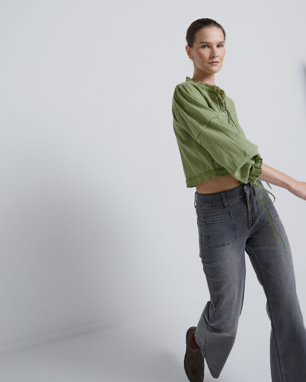 Blusa Puntillas Lazadas Verde