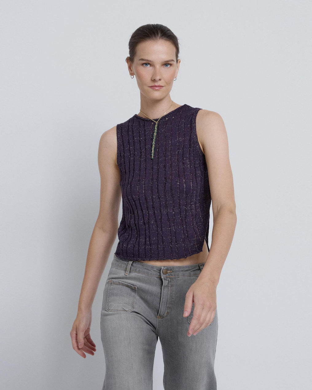 Top Canale sem mangas roxo