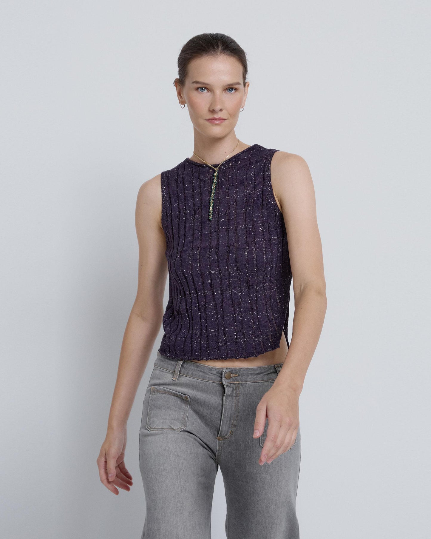 Top Canale sem mangas roxo