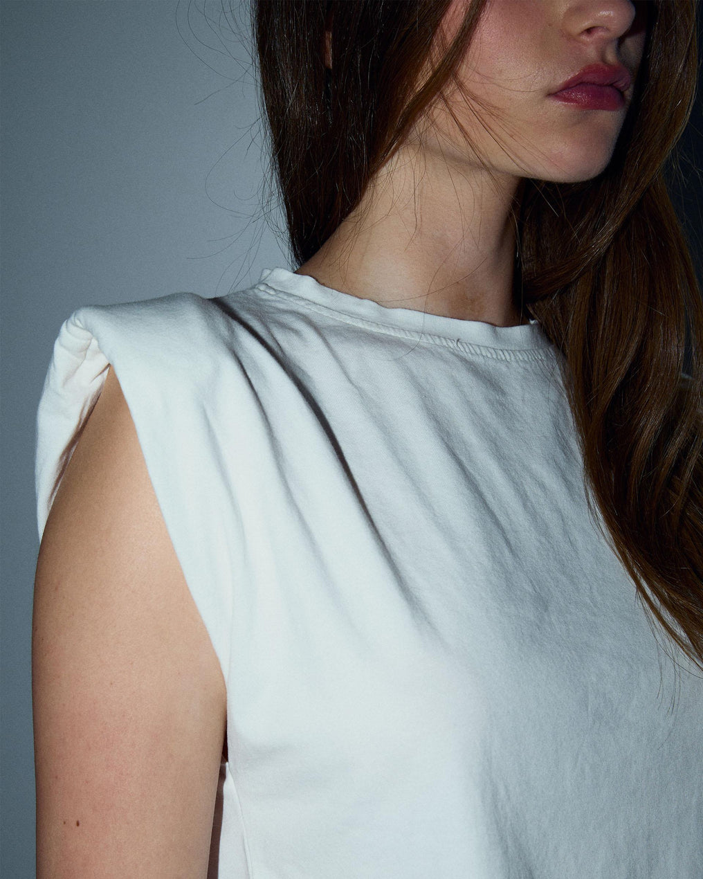 Camiseta Sin Mangas Hombreras Blanco