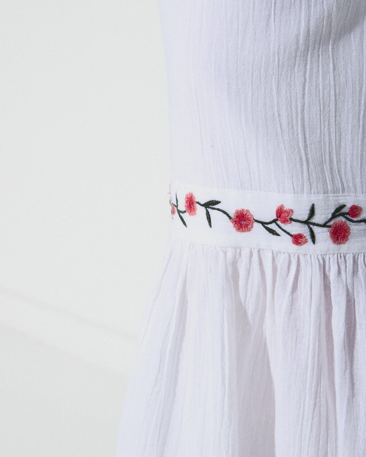 Falda Bordado Flores Blanco