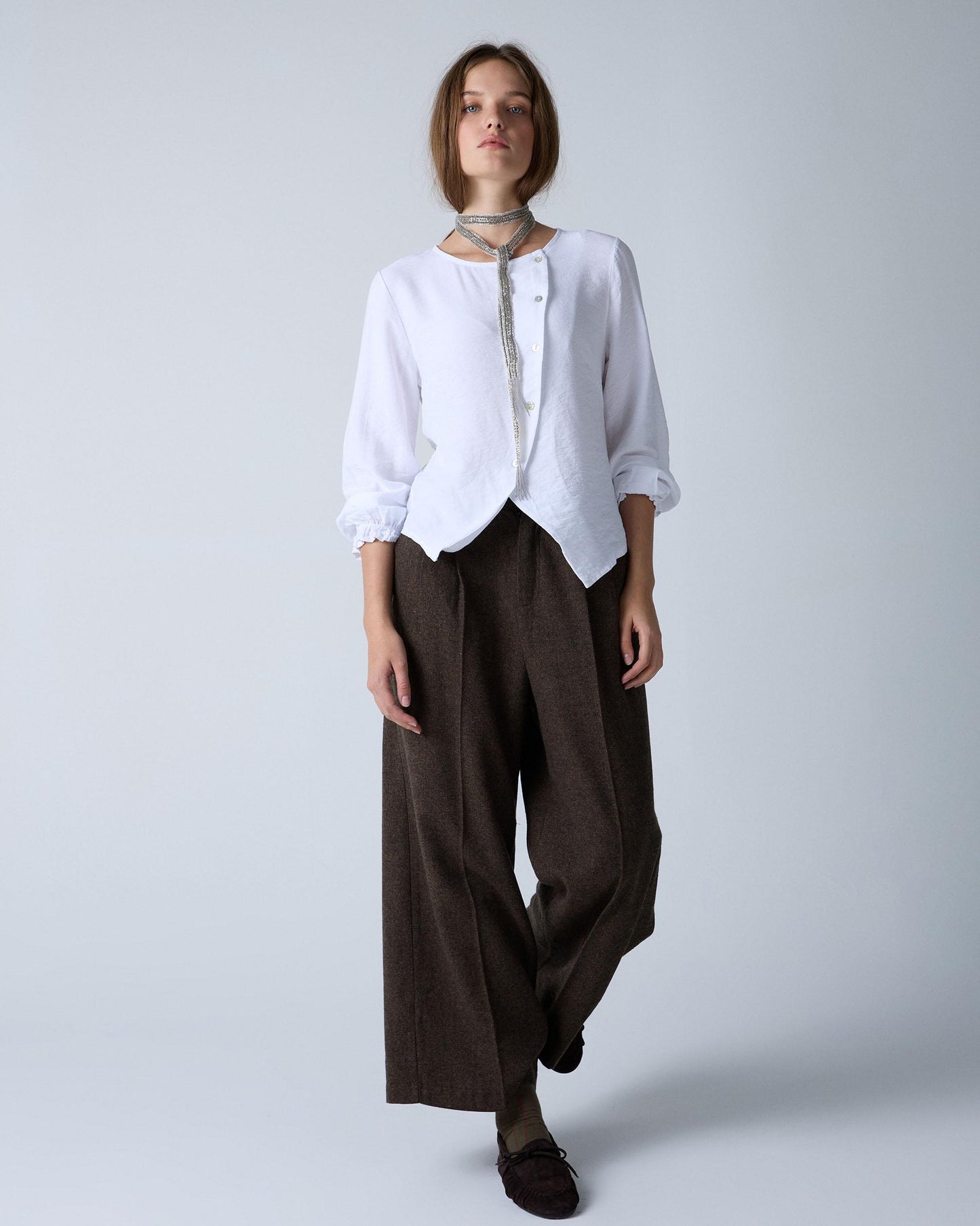 Blusa Botones Asimétricos Blanca