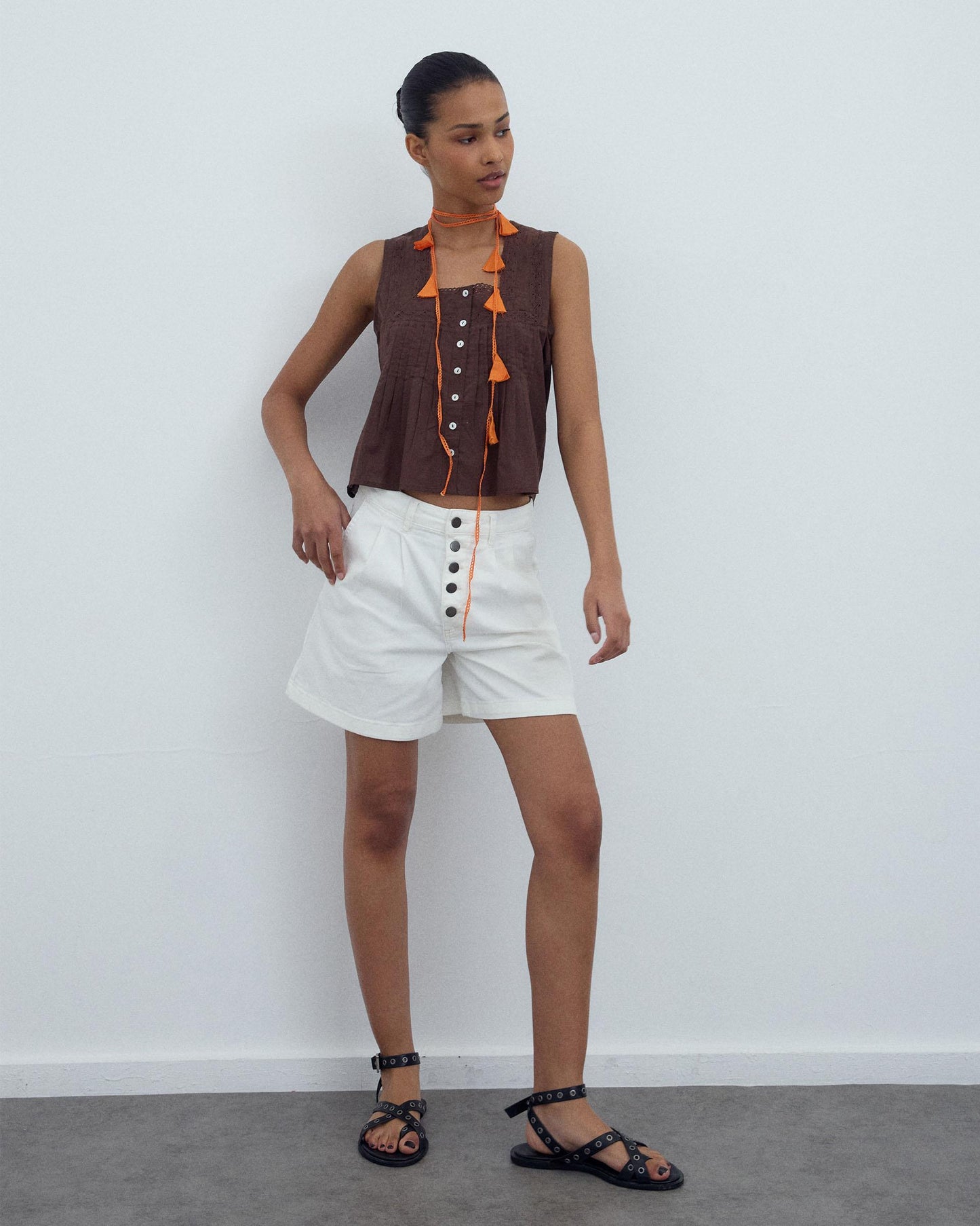 Brown Lace Tops