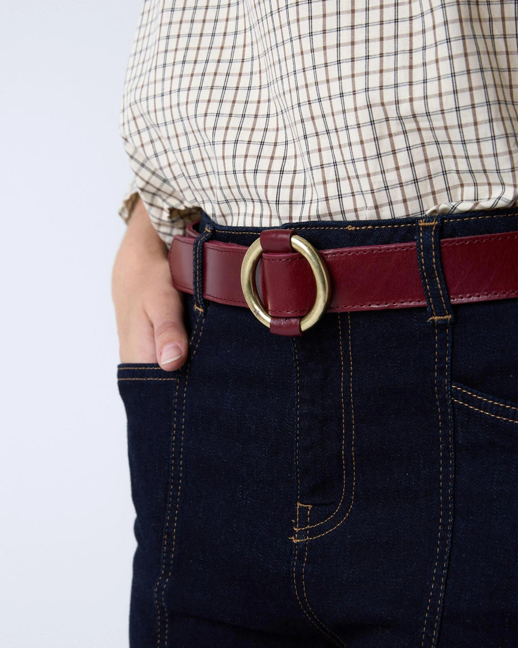 Cinturón Hebilla Redonda Rojo