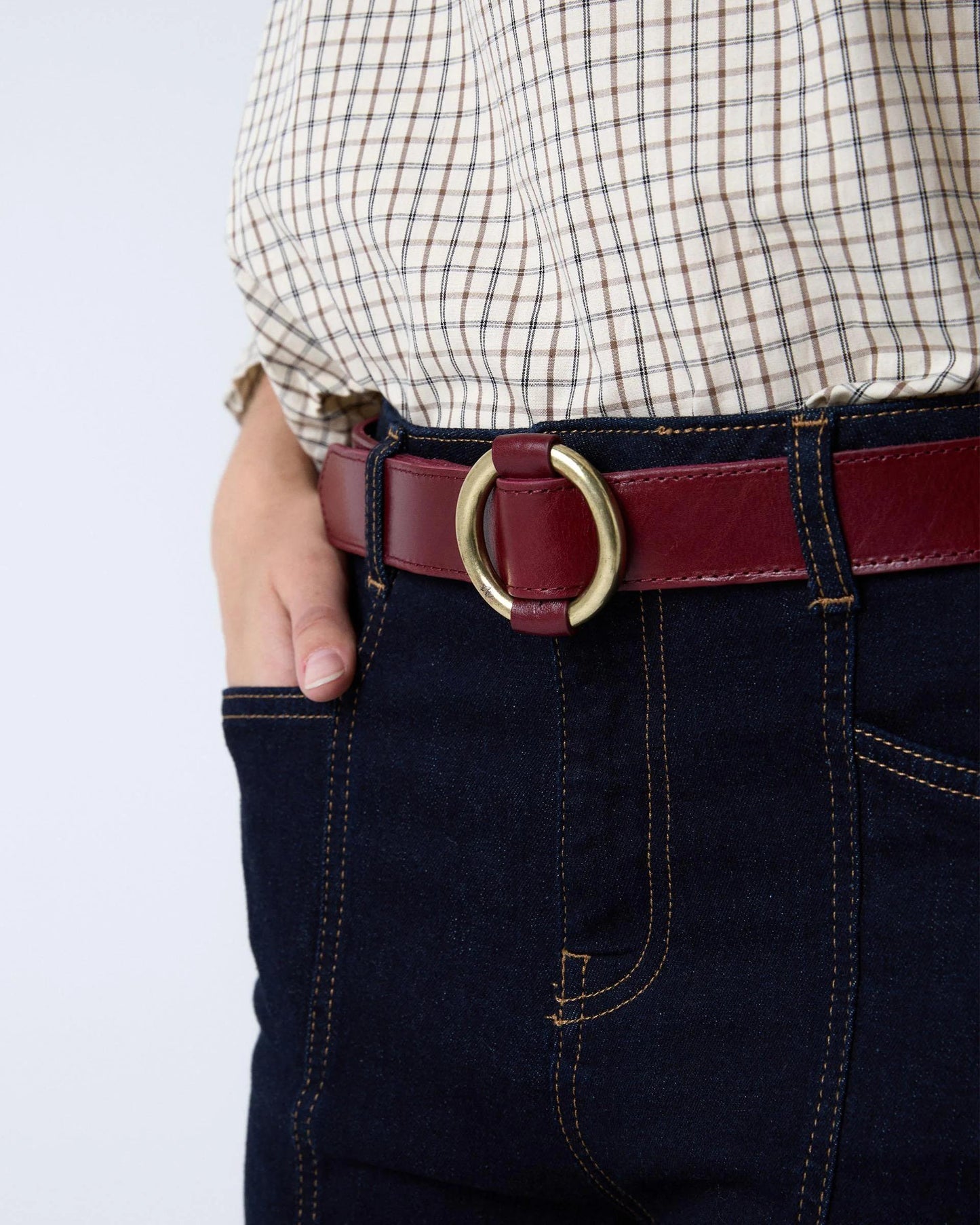 Cinturón Hebilla Redonda Rojo