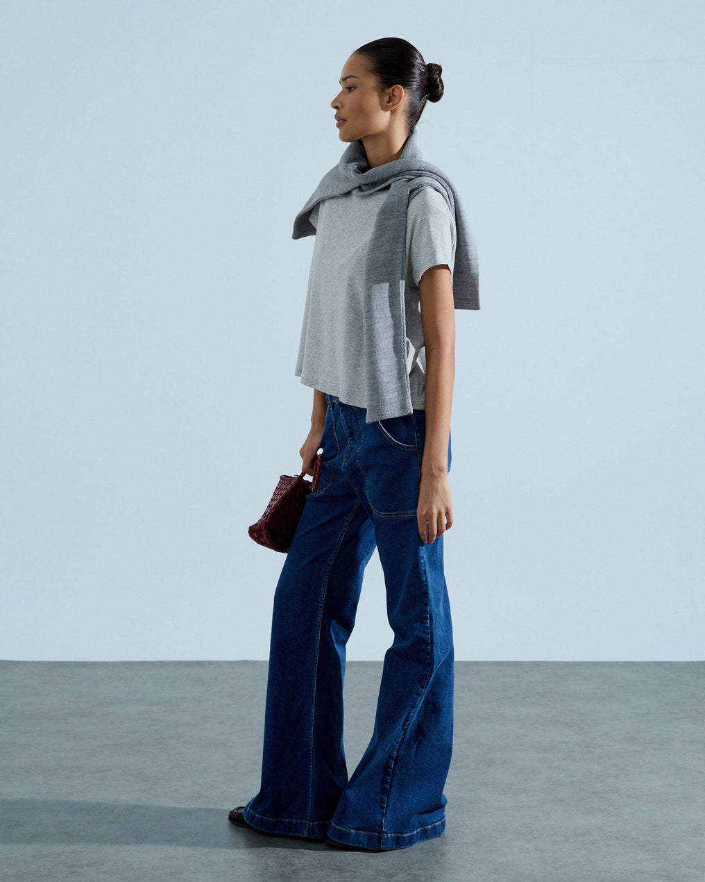 Jeans Botones Campana Azul Jeans