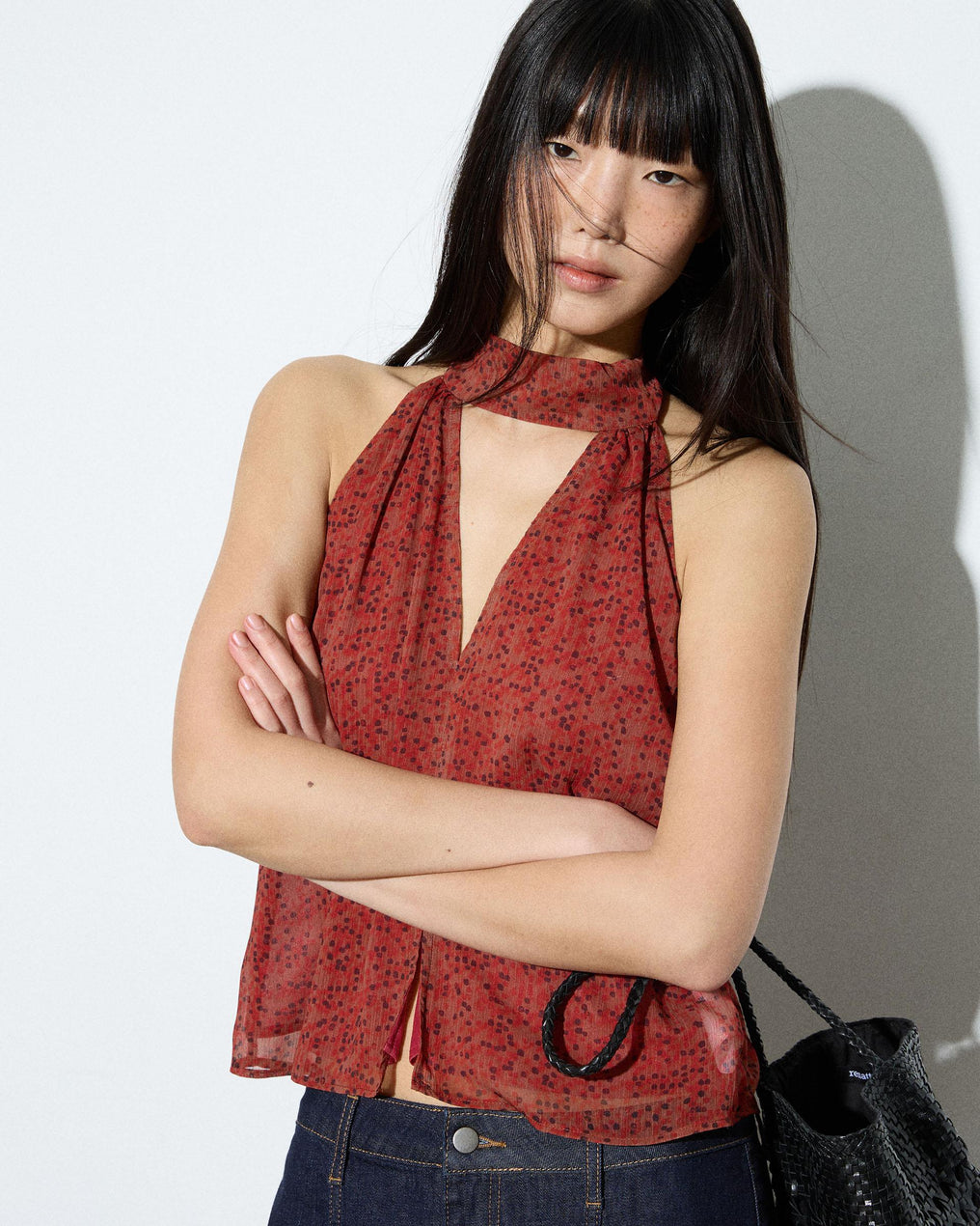 Top Abertura Estampado Rojo