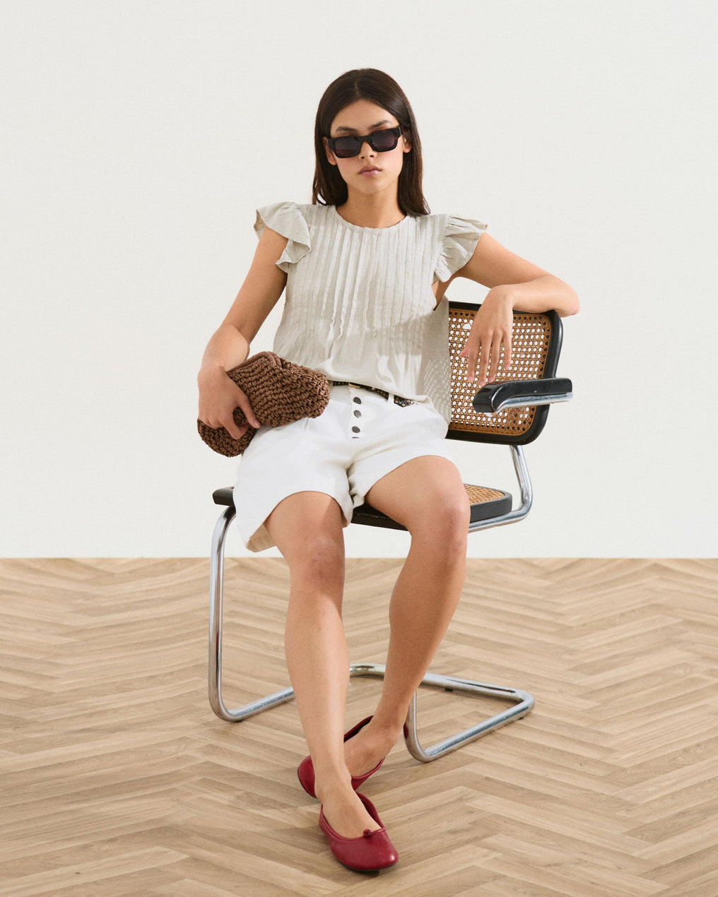 Blusa Jaretas Con Lino Beige