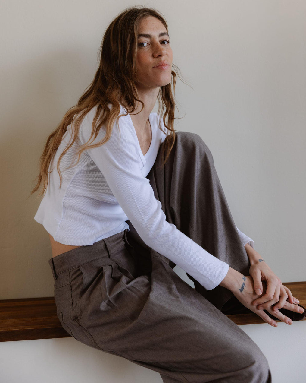 Camiseta Rib Escote Redondo Blanco