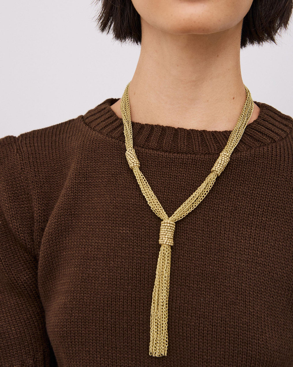 Collar Corbatero Nudo Cadenas Oro