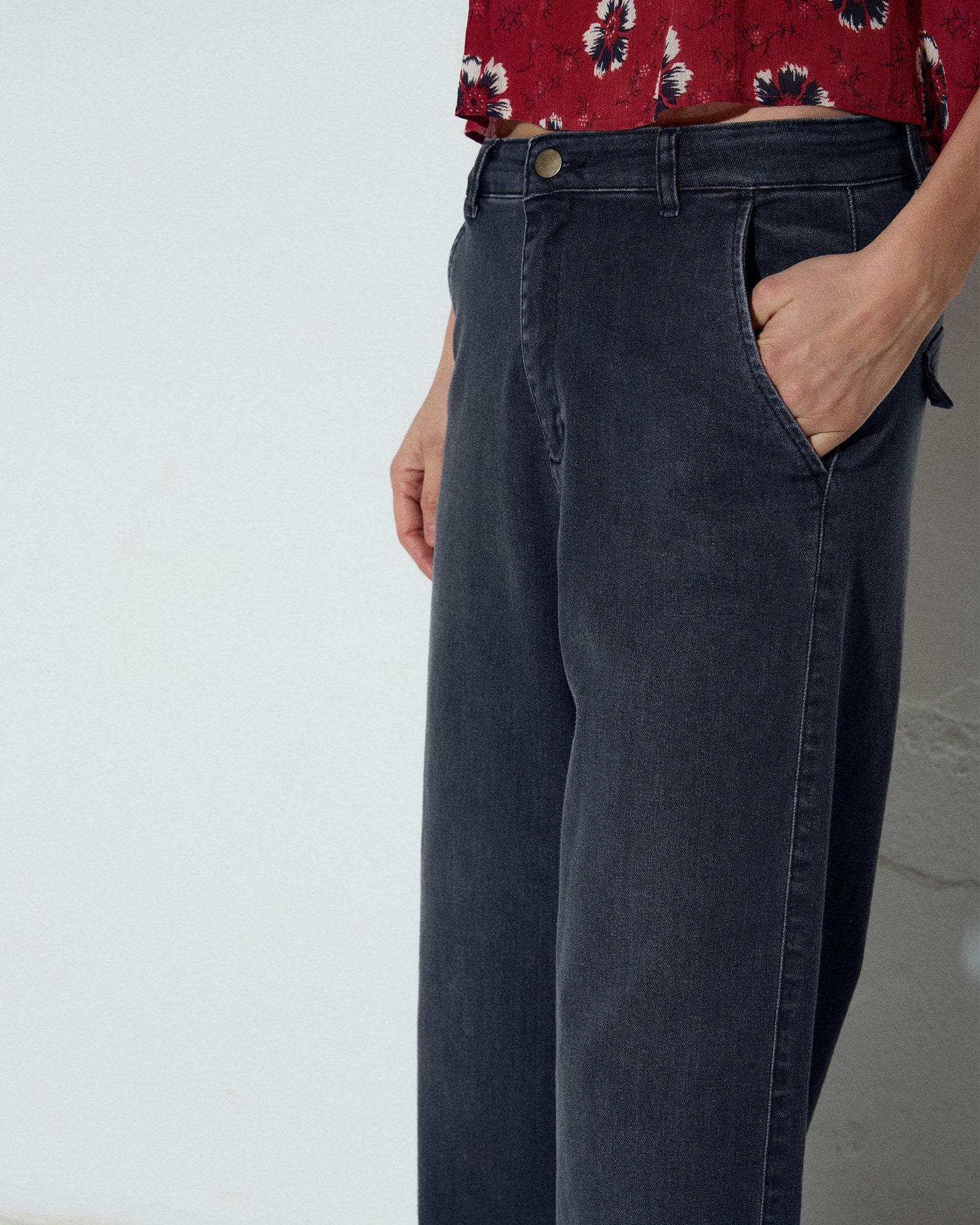 Jeans Largo Direito Antracite