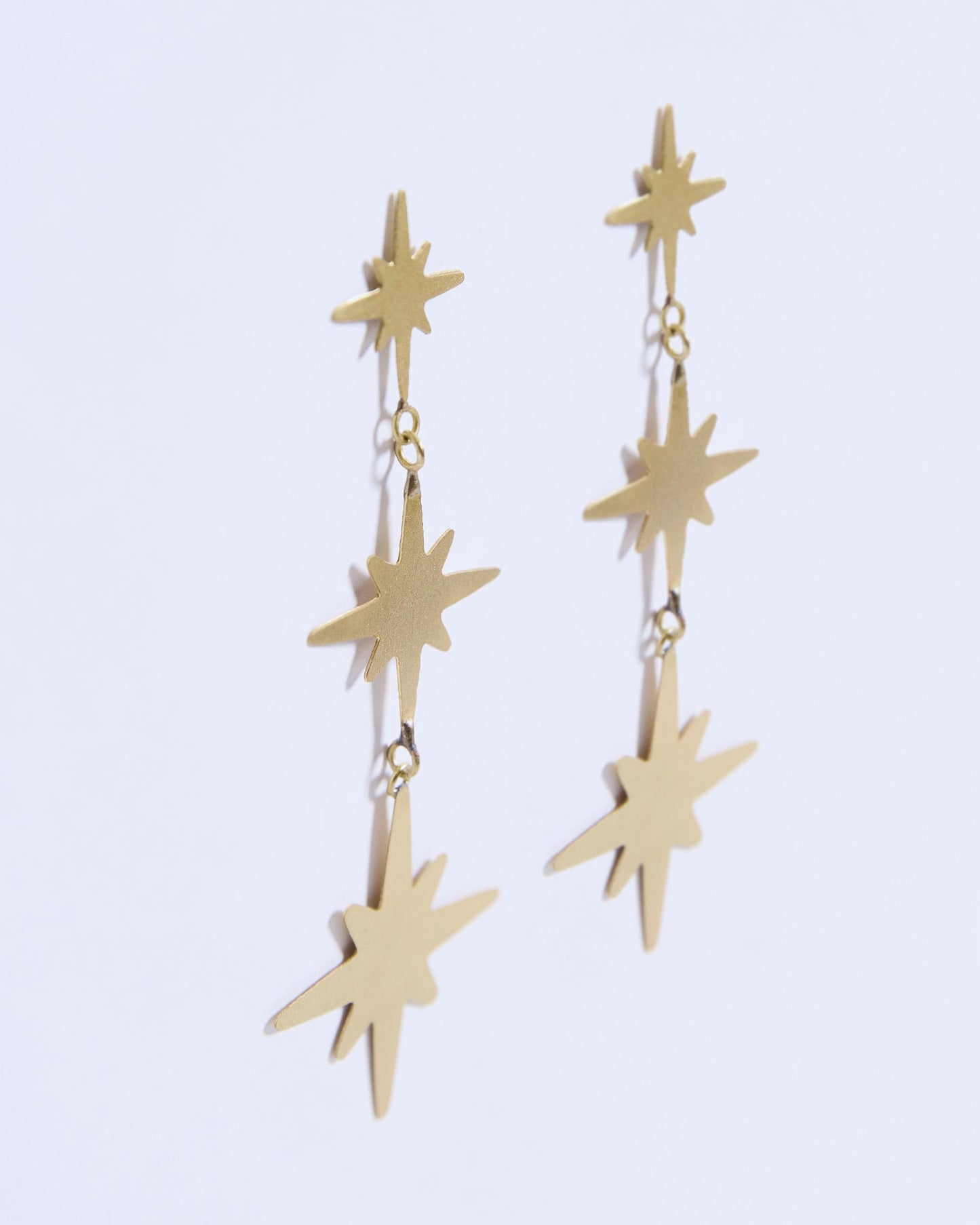 Triple Star Gold Earrings