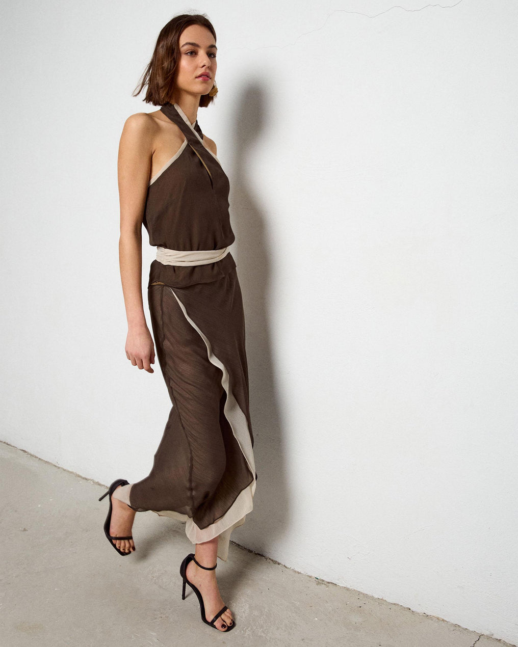 Falda Gasa Contraste Verde Oscuro