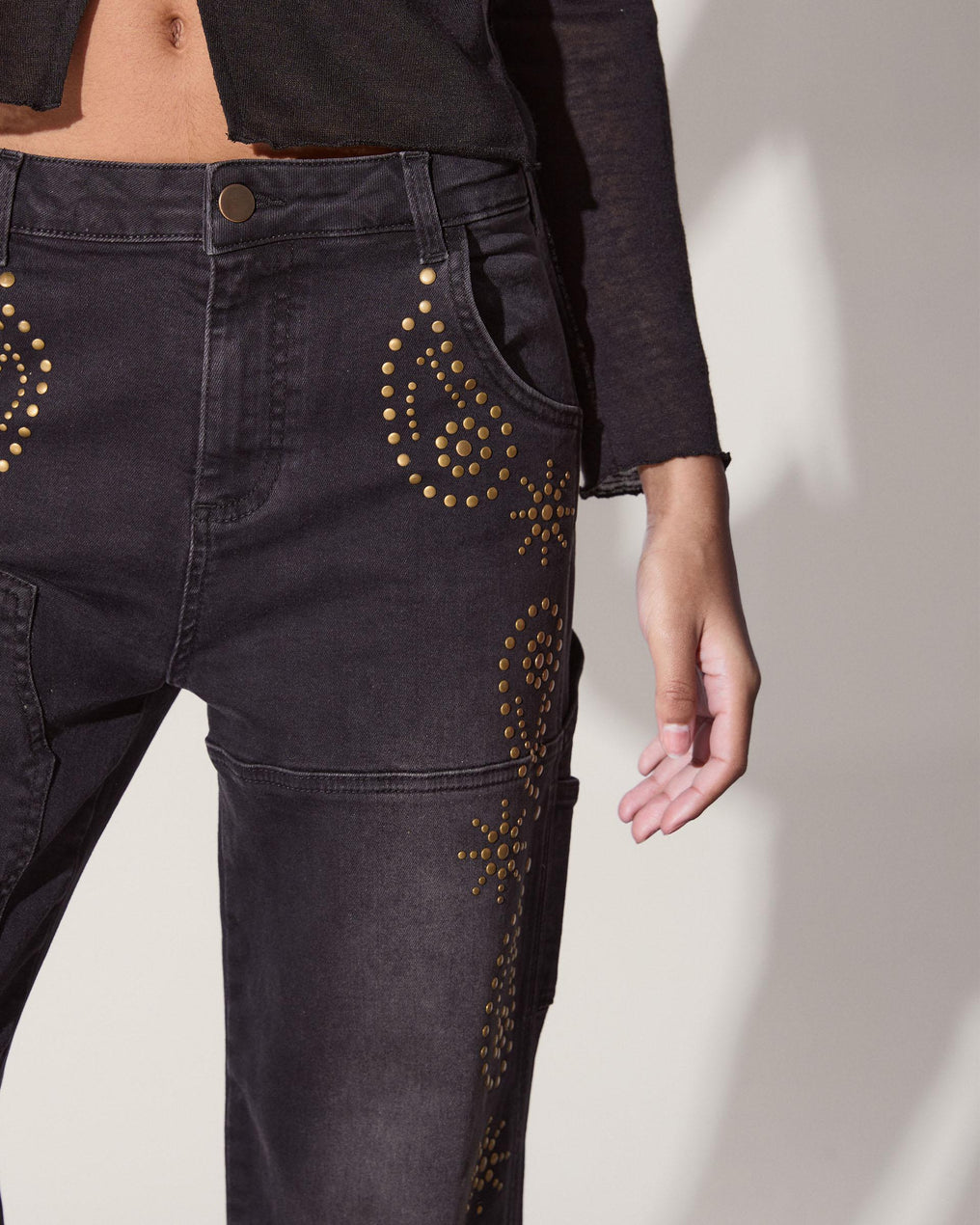 Jeans Tachuelas Amebas Antracita