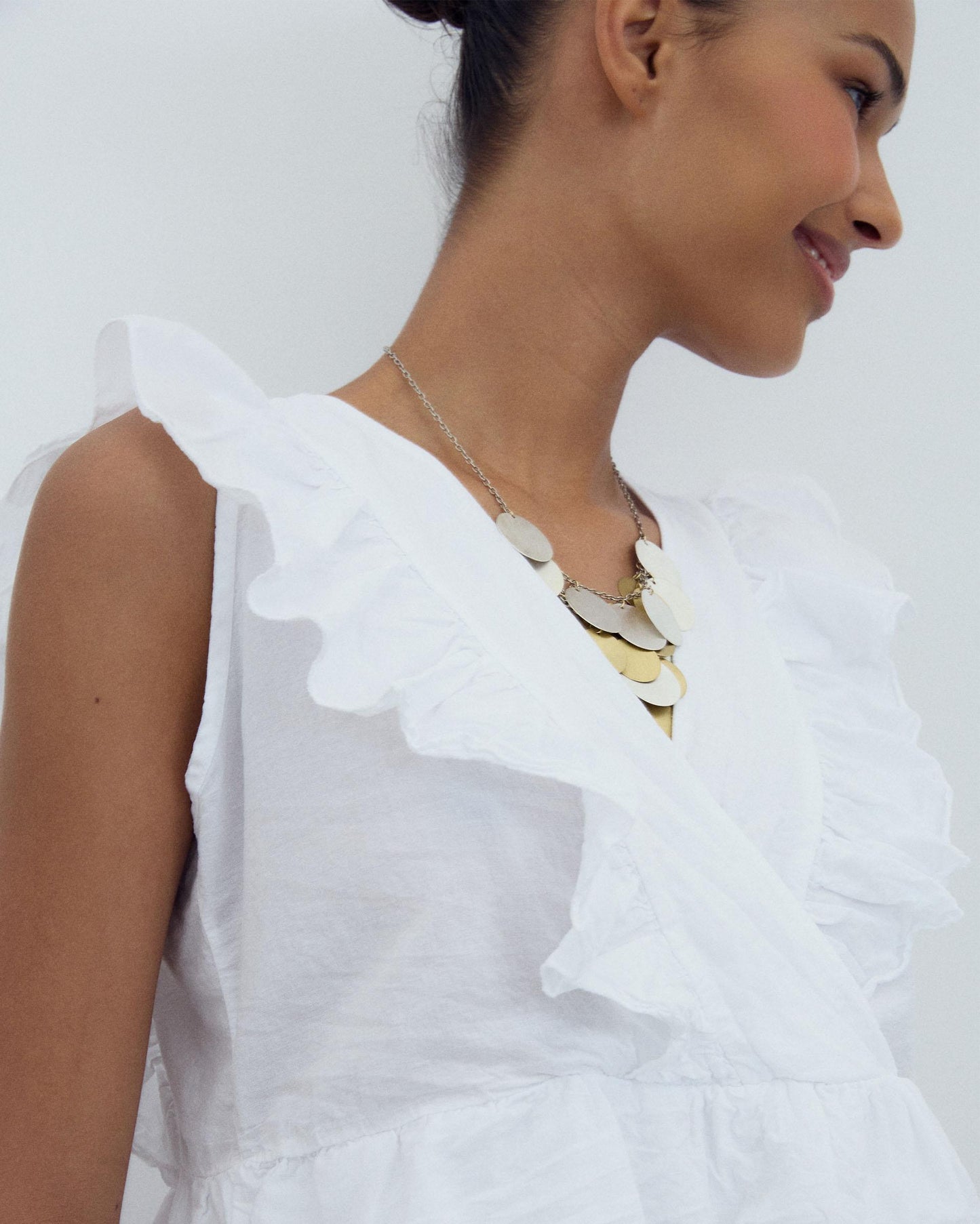Blusa Cruzada Folhos Branca