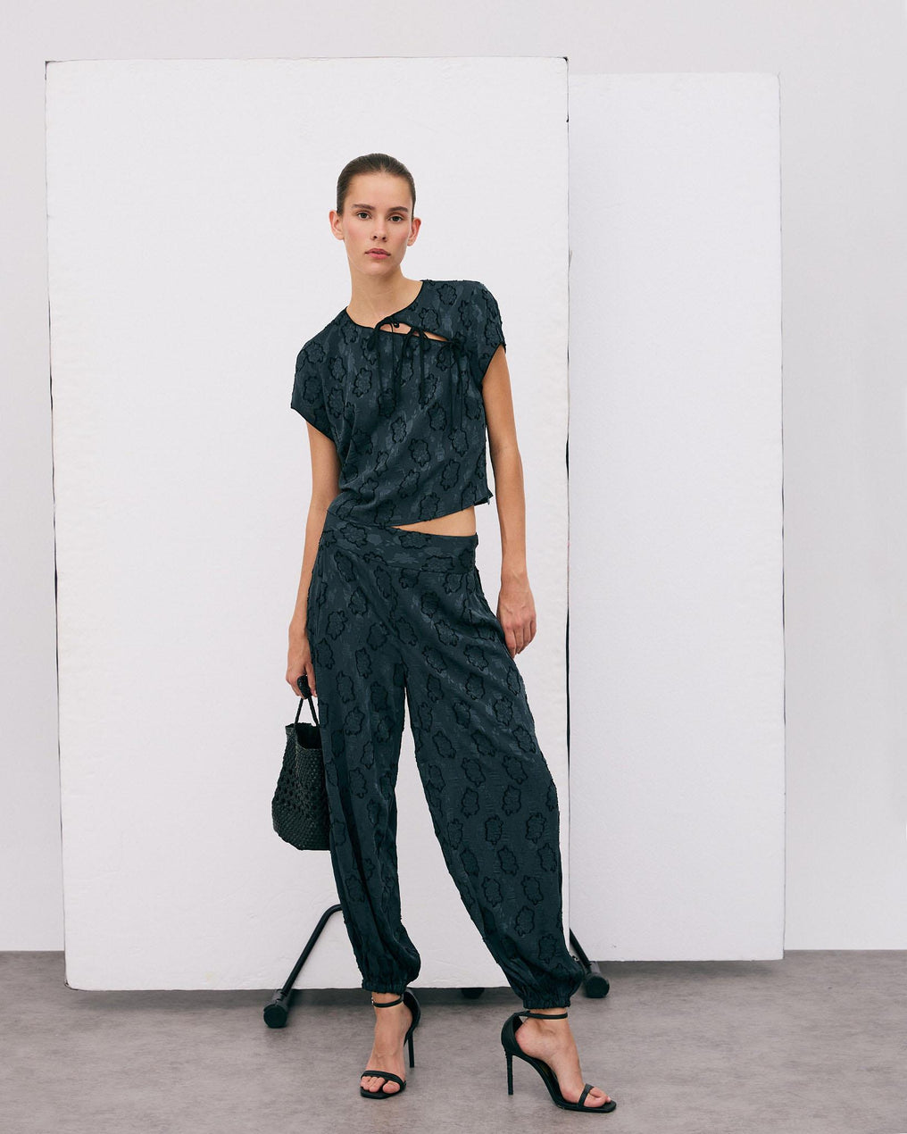Pantalón Goma Puño Estampado Azul