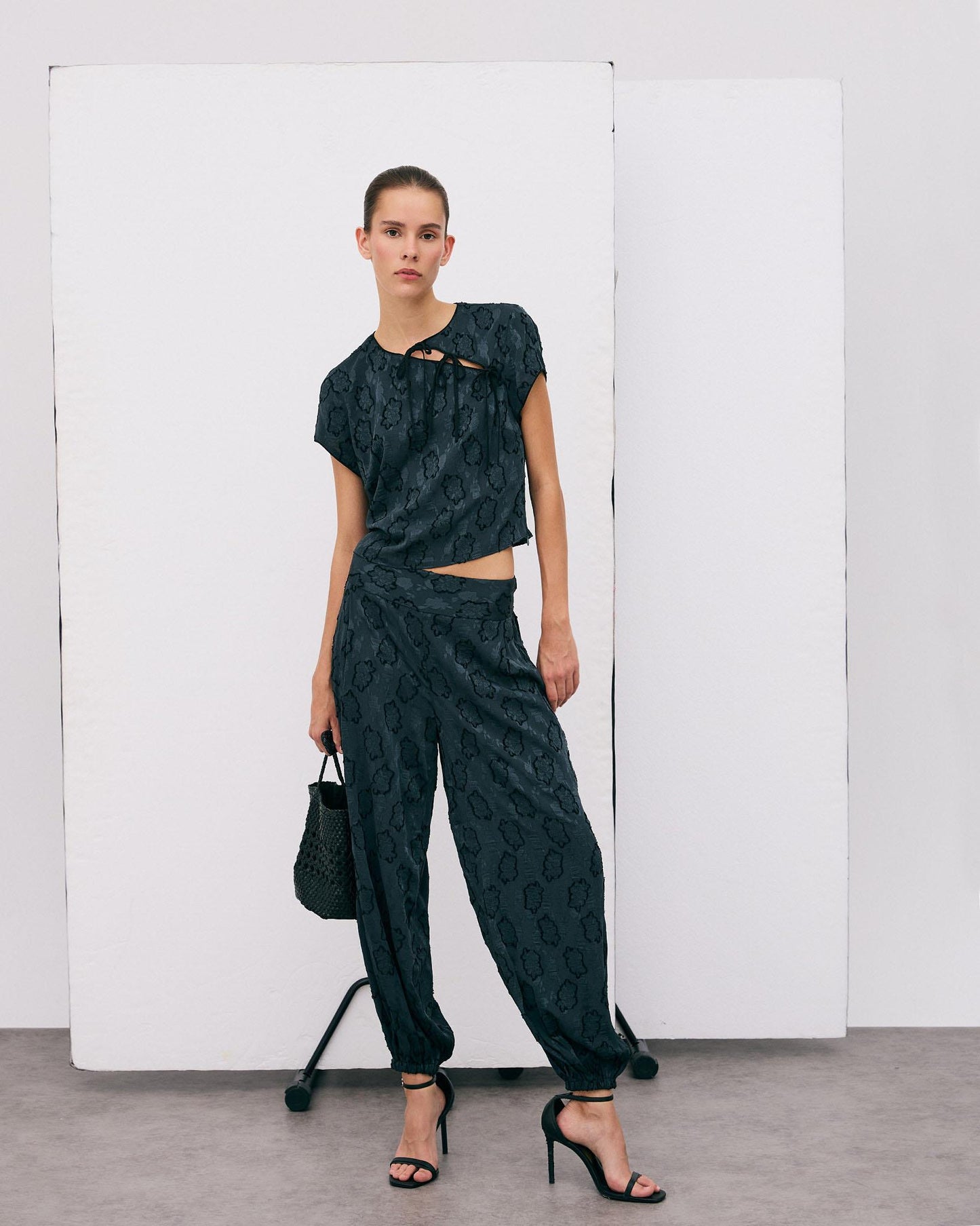 Pantalón Goma Puño Estampado Azul