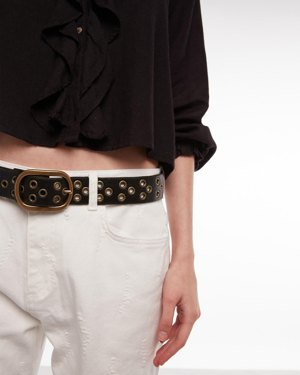 Black Studded Circles Belt