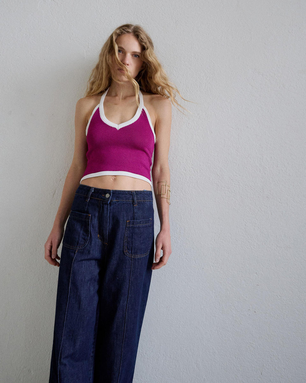 Contrast Fuchsia Halter Top