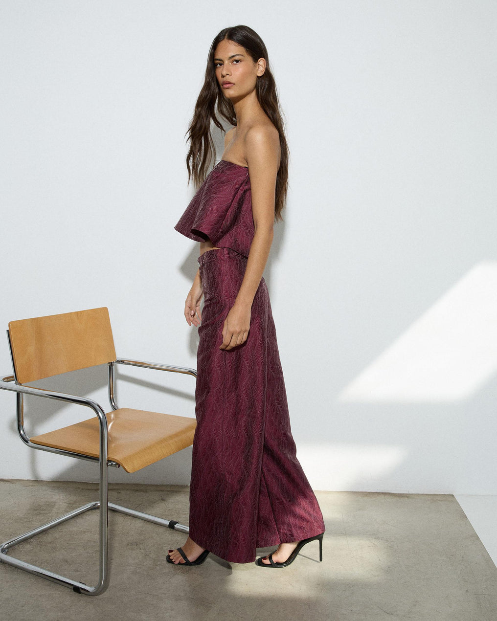 Top Textura Cai-cai Grená