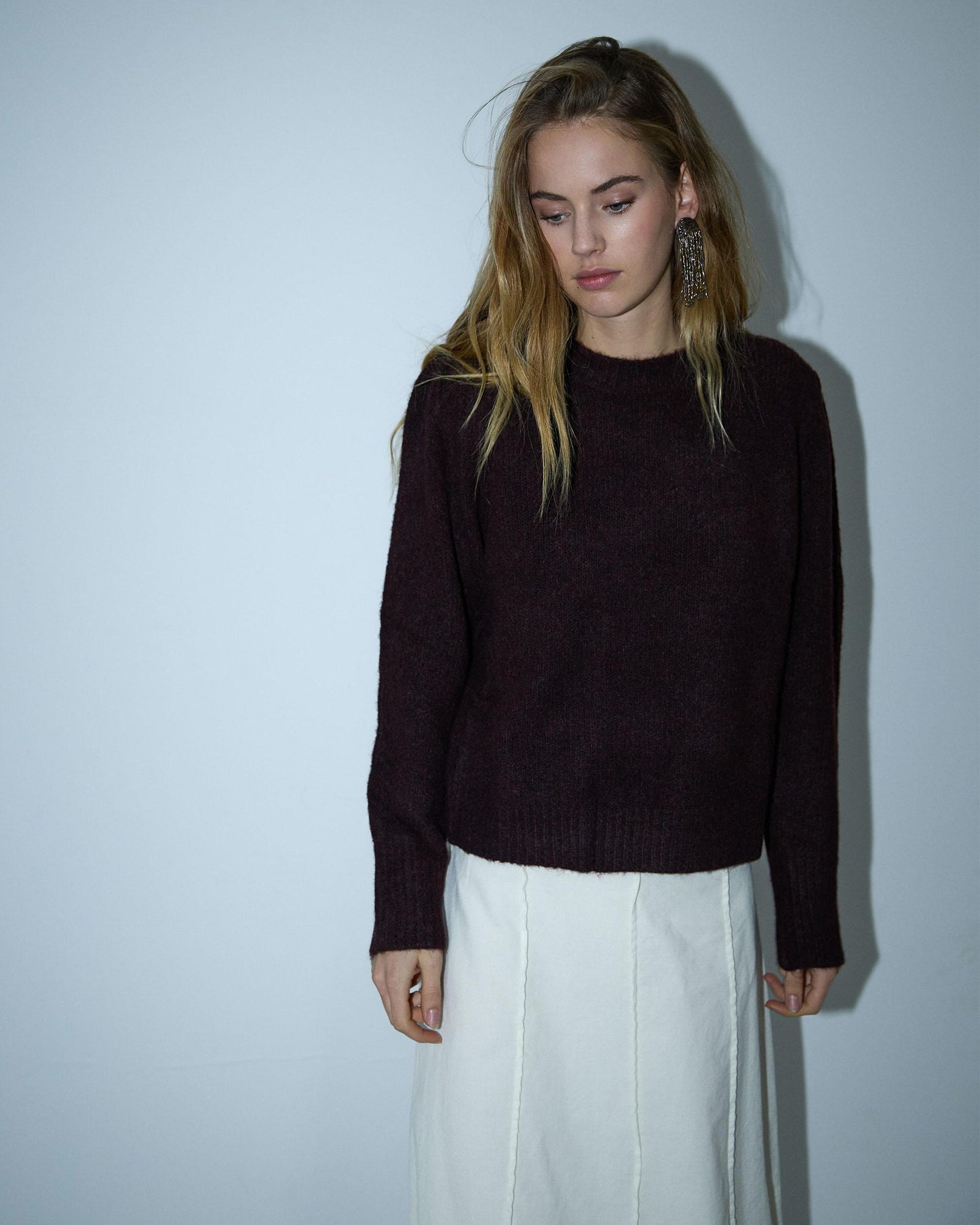 Jersey Pliegues Hombro Marrón