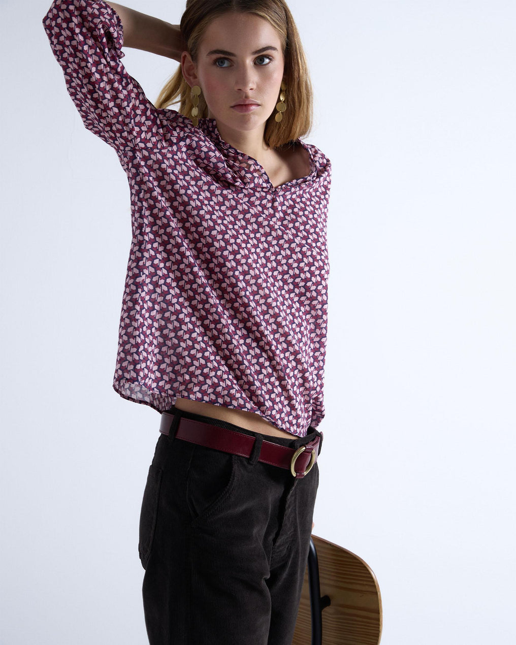 Blusa Estampado Geometrico Rosa